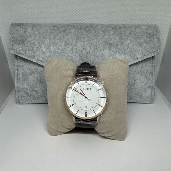 Jedir M.6014 Men Black Leather Strap Analog White Dial Quartz Wrist Watch JNA58 - Picture 1 of 12